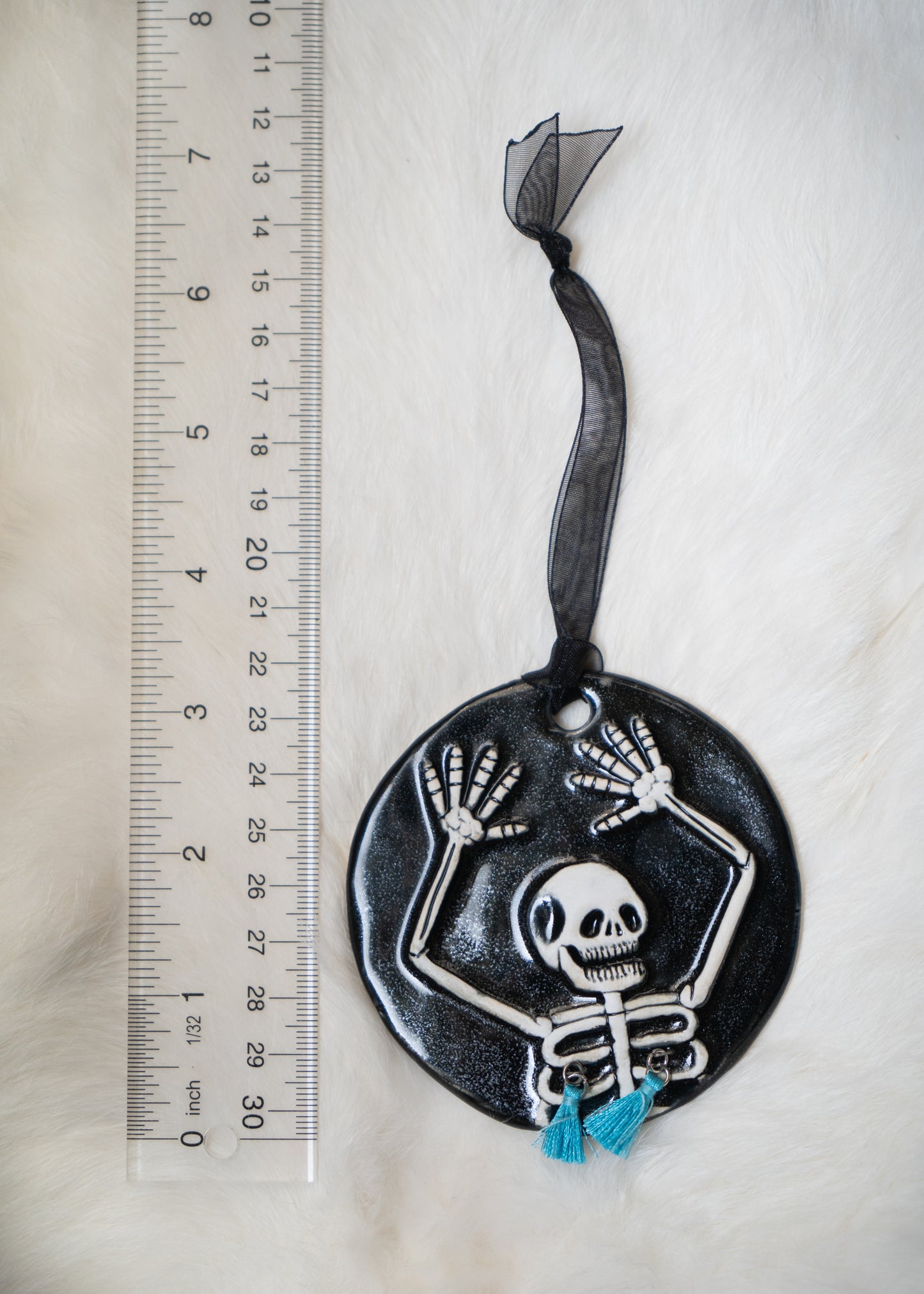 Razzle Dazzle Blue Tassel Skeleton Ornament