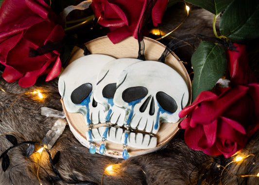 Crying Skull With Hanging Jaw Ornament