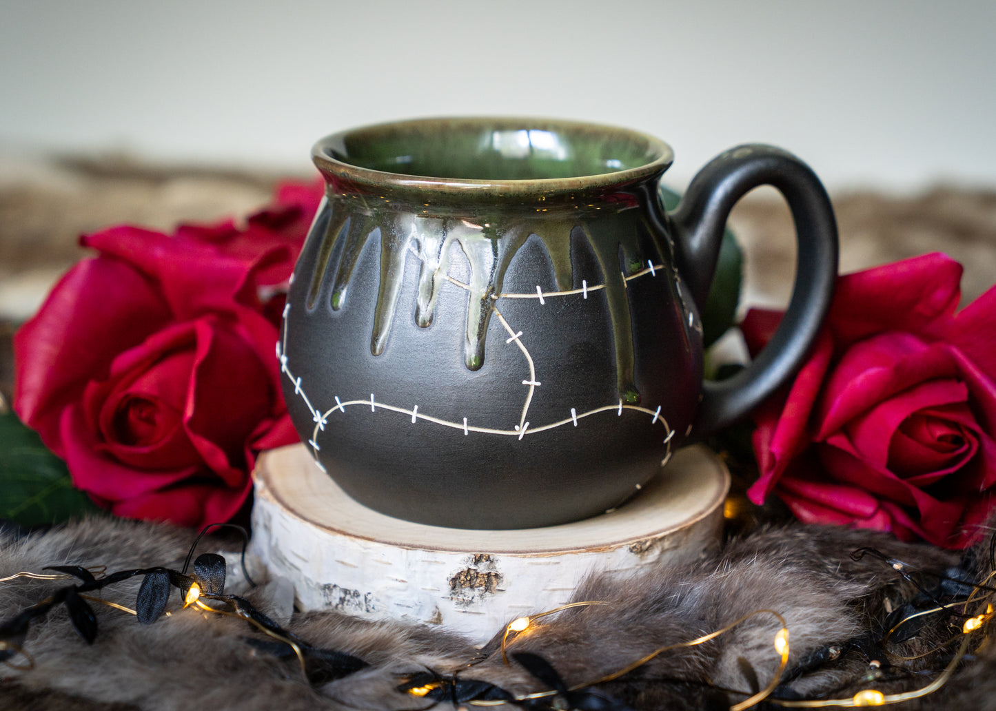 Slimy Green Stitched Shortie Mug