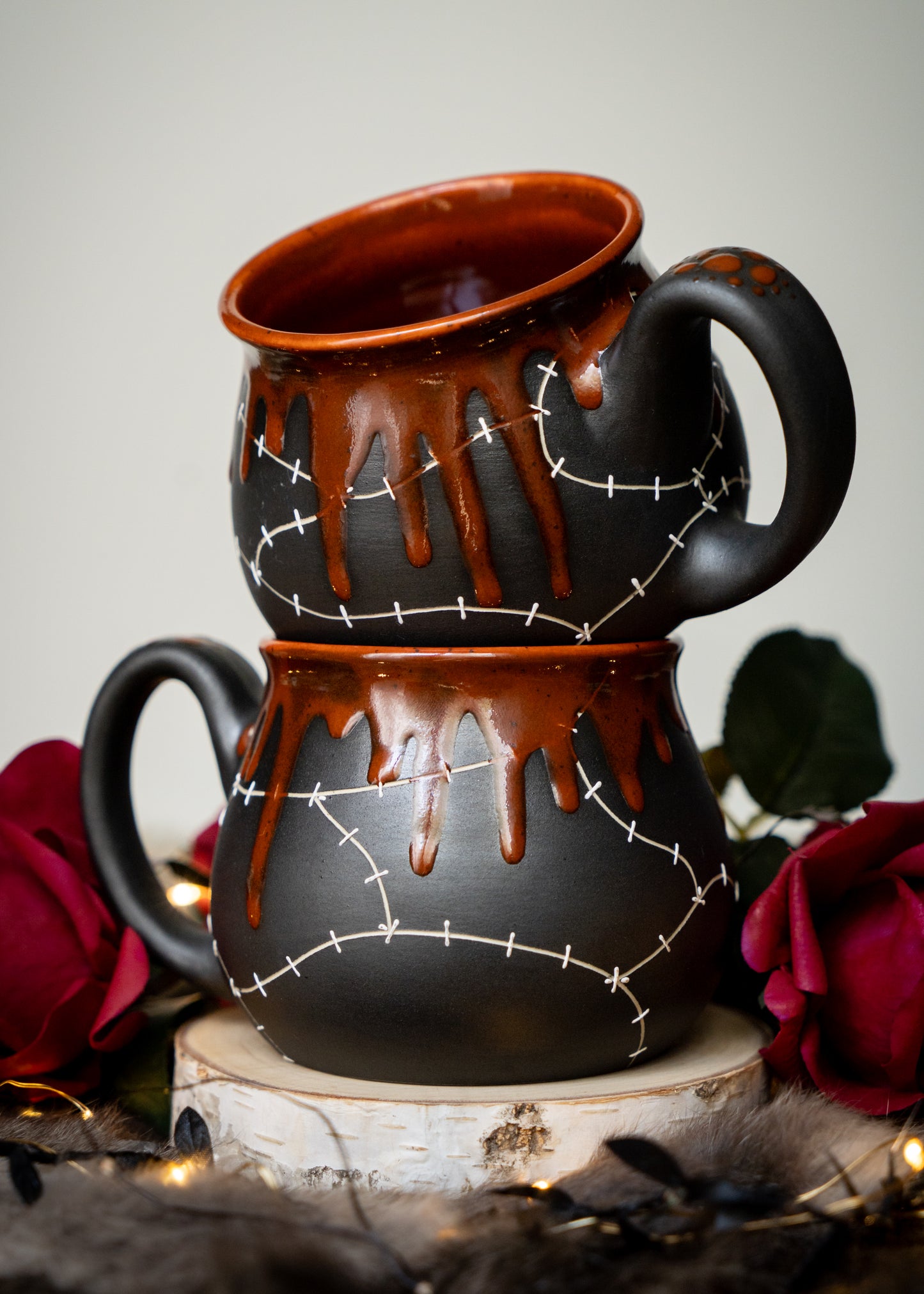 Pumpkin Orange Drip Stitched Shortie Mug