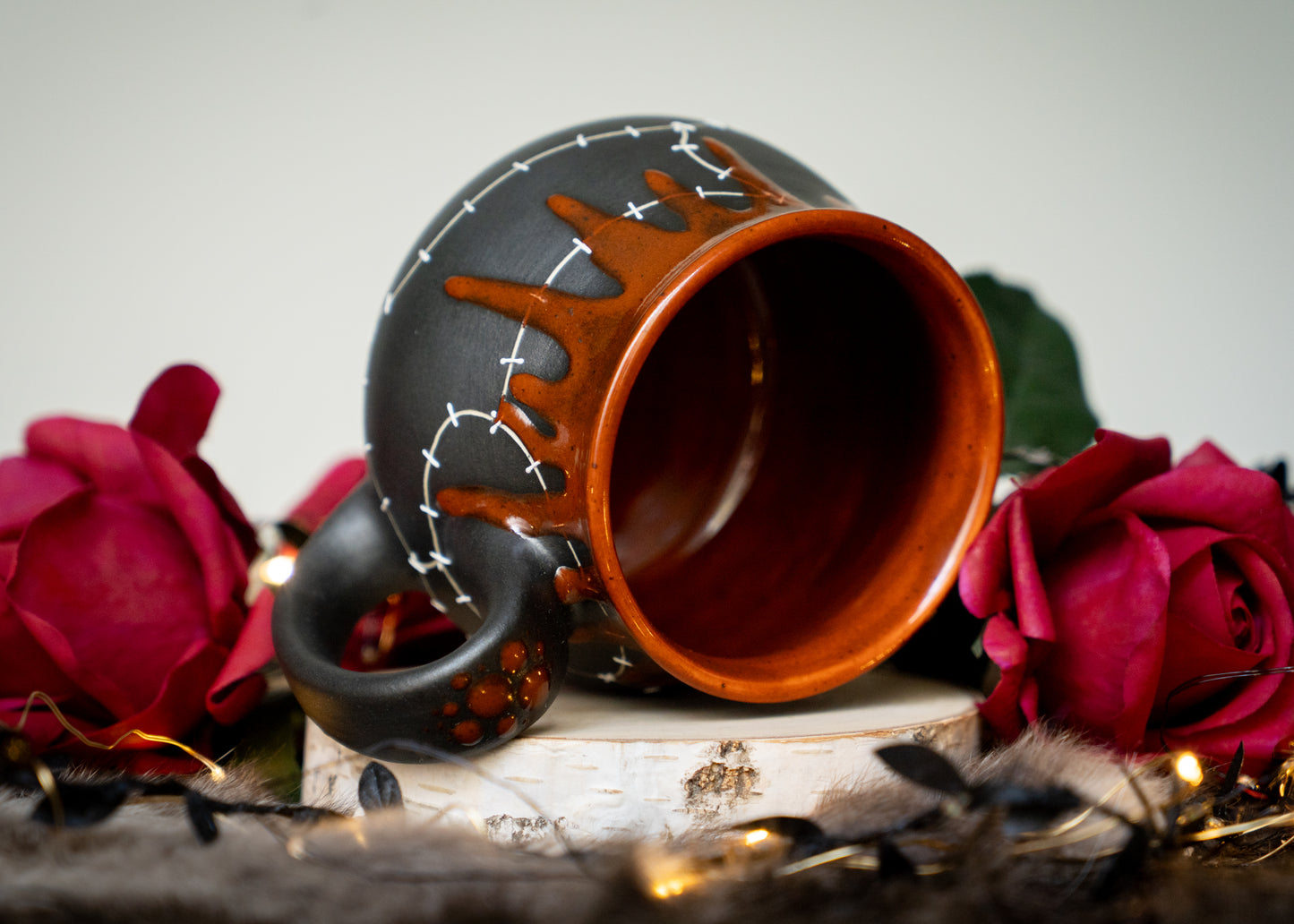 Pumpkin Orange Drip Stitched Shortie Mug