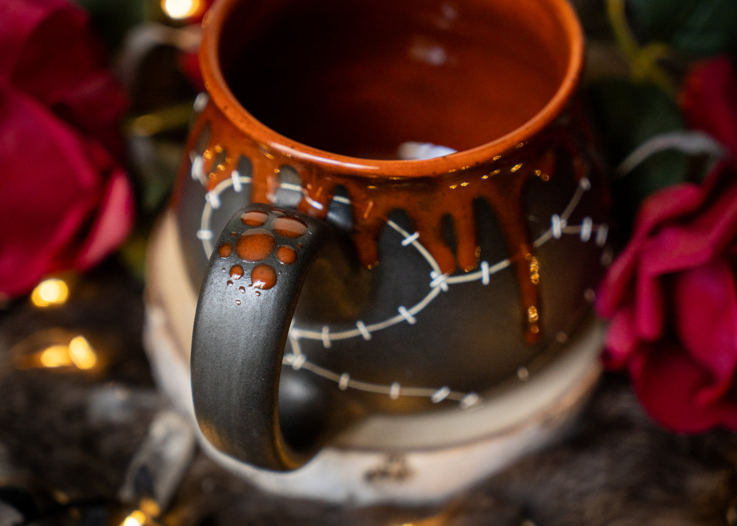 Pumpkin Orange Drip Stitched Shortie Mug