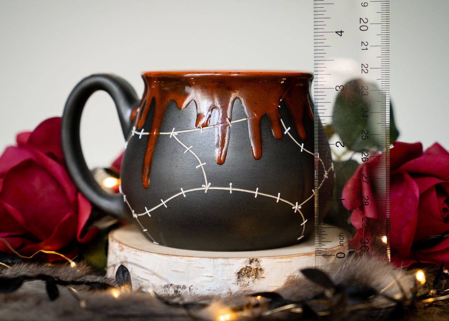 Pumpkin Orange Drip Stitched Shortie Mug