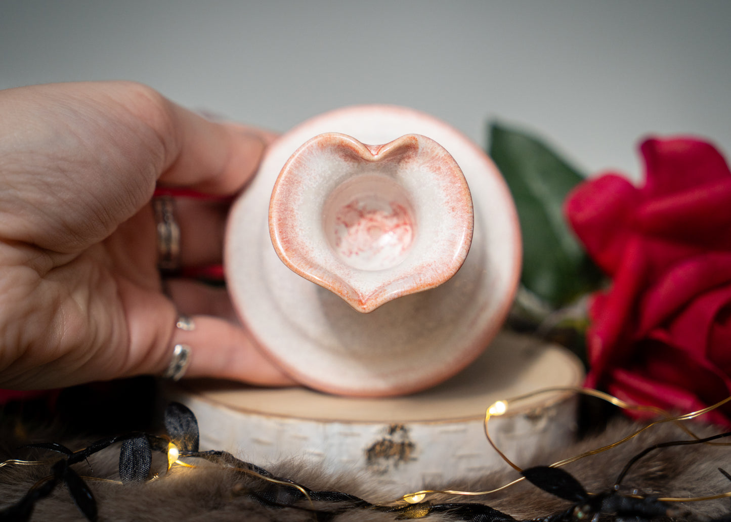 Pink Lovely Heart Candle Holder