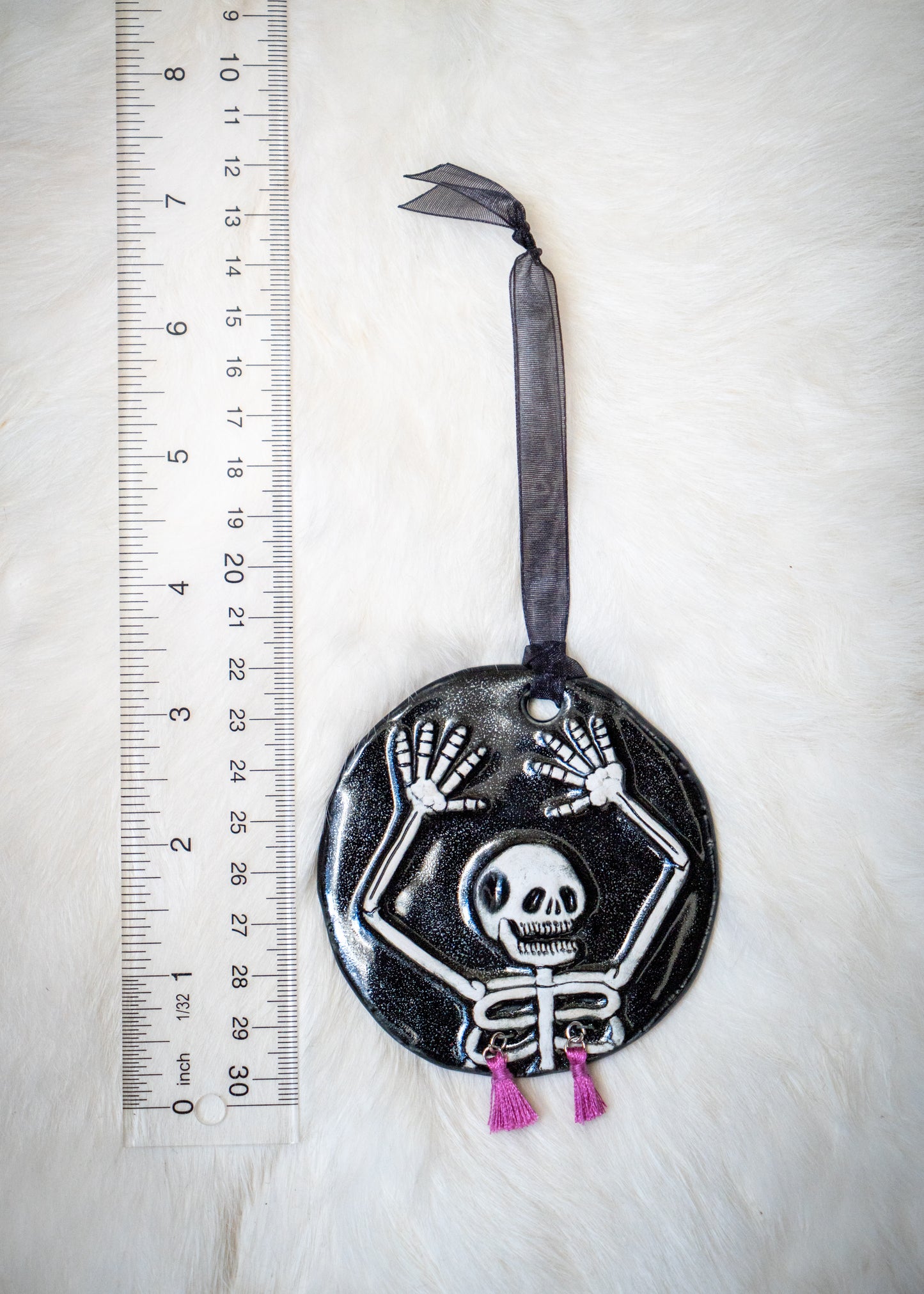Razzle Dazzle Purple Tassel Skeleton Ornament