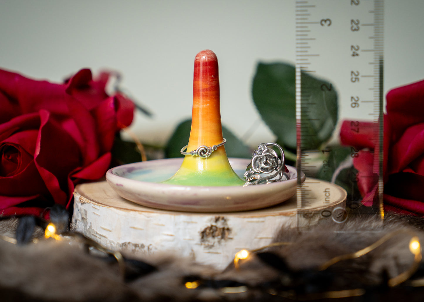 Small Rainbow Swirl Ring Holder