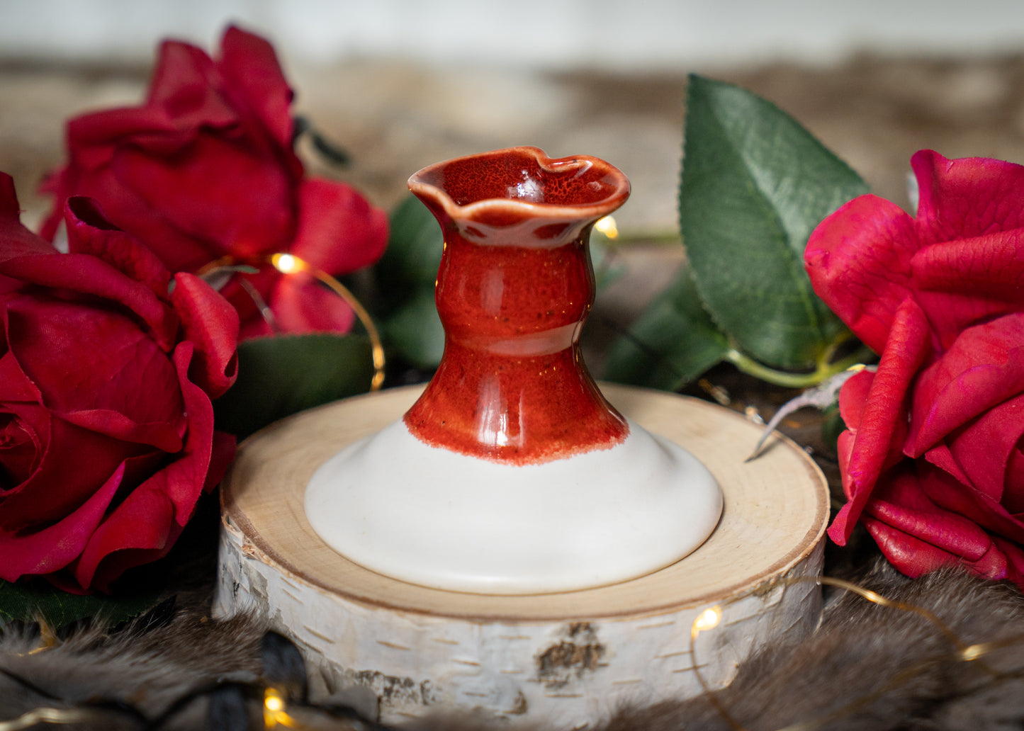 Red Lovely Heart Candle Holder