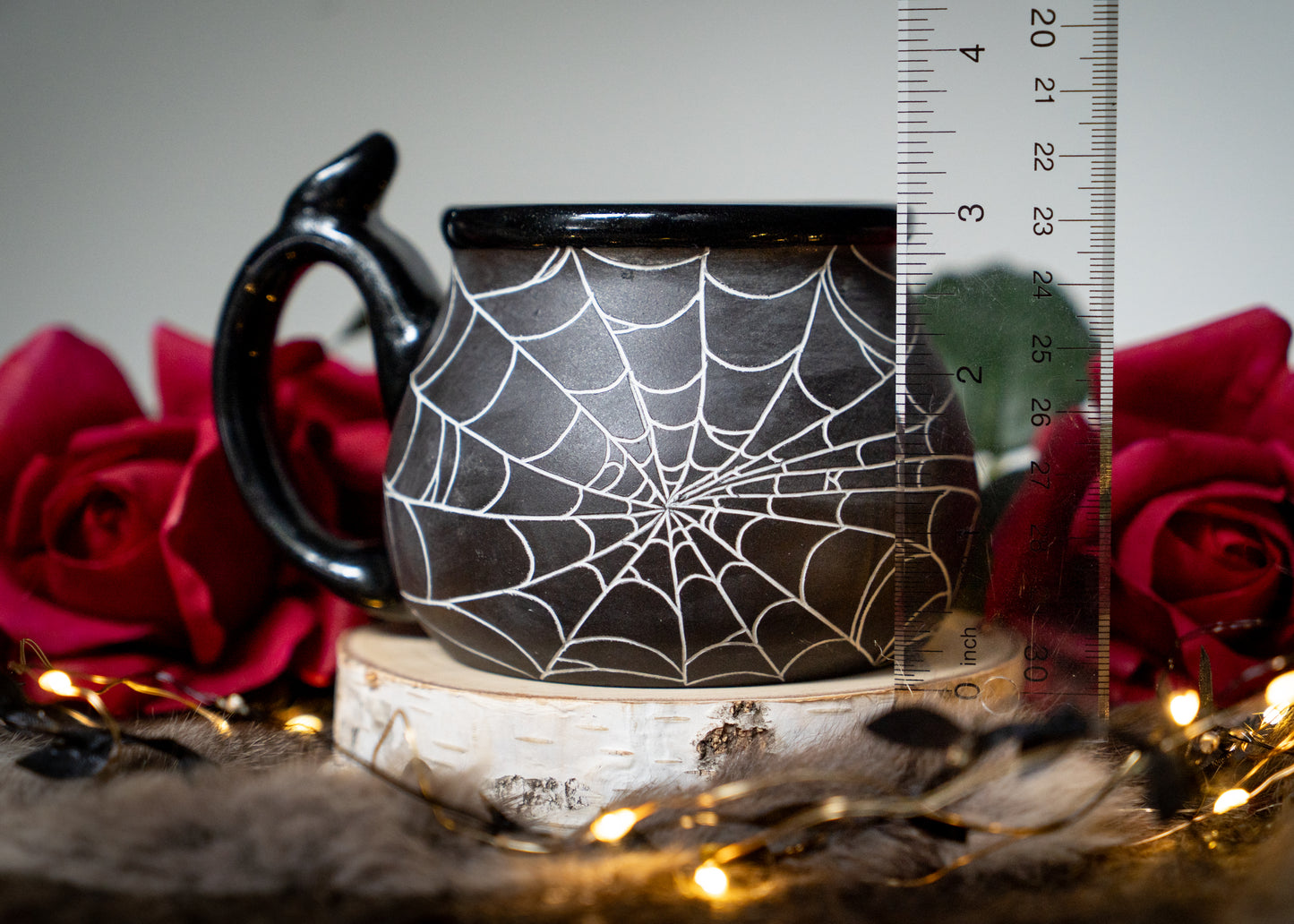 Curvy Dark Spiderweb Mug with Thumb Rest