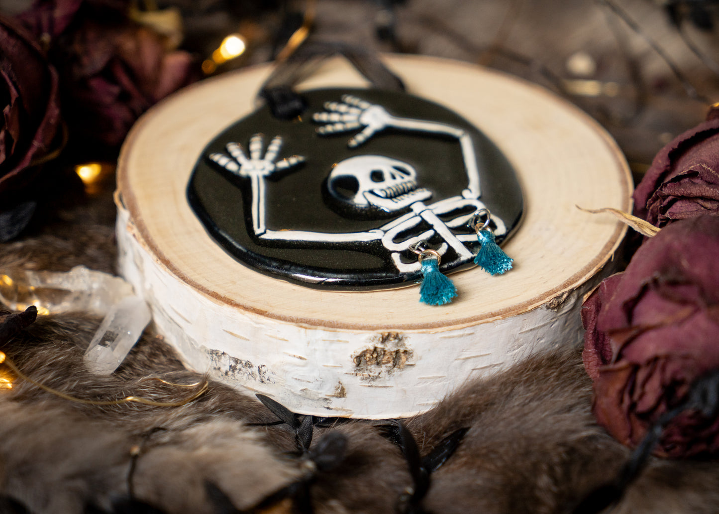 Razzle Dazzle Blue Tassel Skeleton Ornament