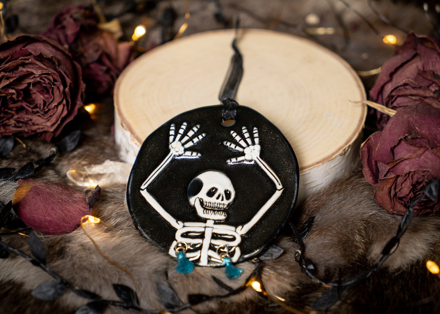Razzle Dazzle Blue Tassel Skeleton Ornament