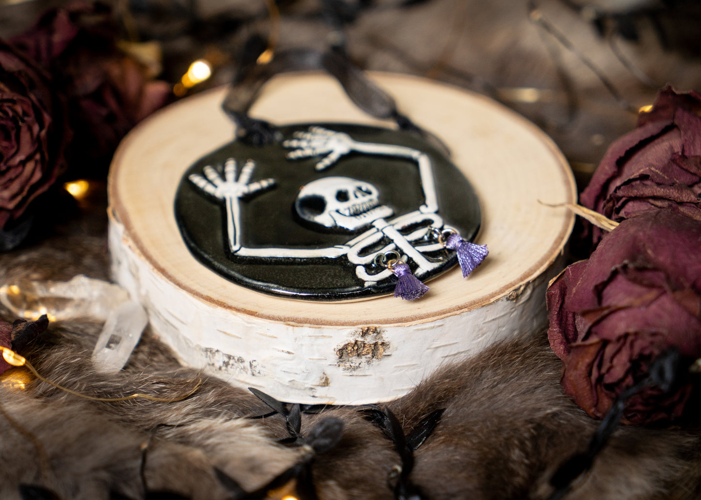 Razzle Dazzle Purple Tassel Skeleton Ornament