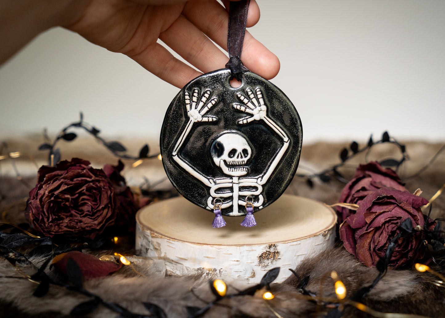 Razzle Dazzle Purple Tassel Skeleton Ornament