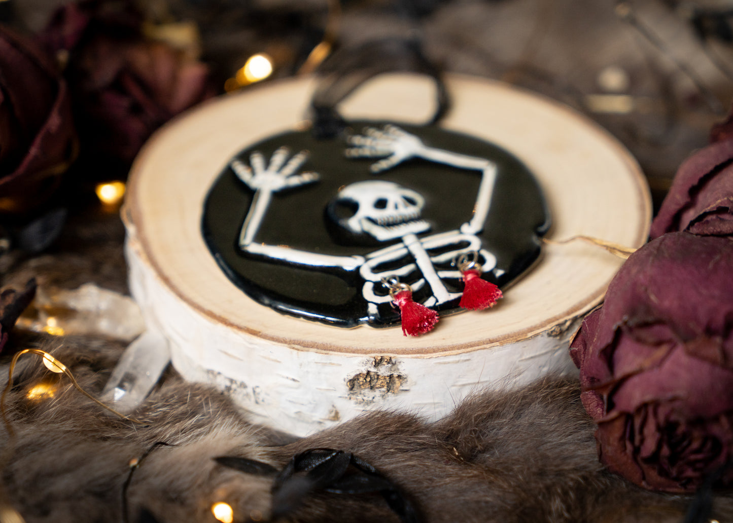 Razzle Dazzle Red Tassel Skeleton Ornament