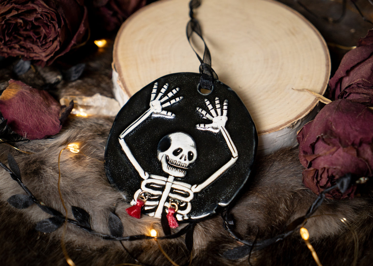 Razzle Dazzle Red Tassel Skeleton Ornament