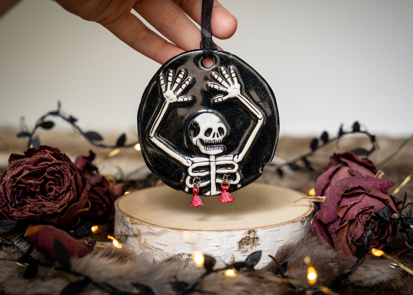 Razzle Dazzle Red Tassel Skeleton Ornament