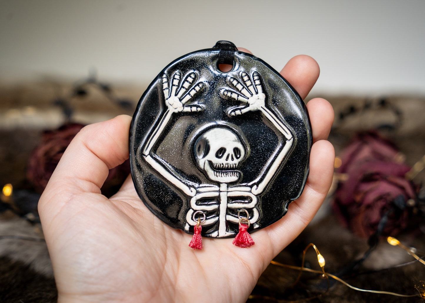 Razzle Dazzle Red Tassel Skeleton Ornament