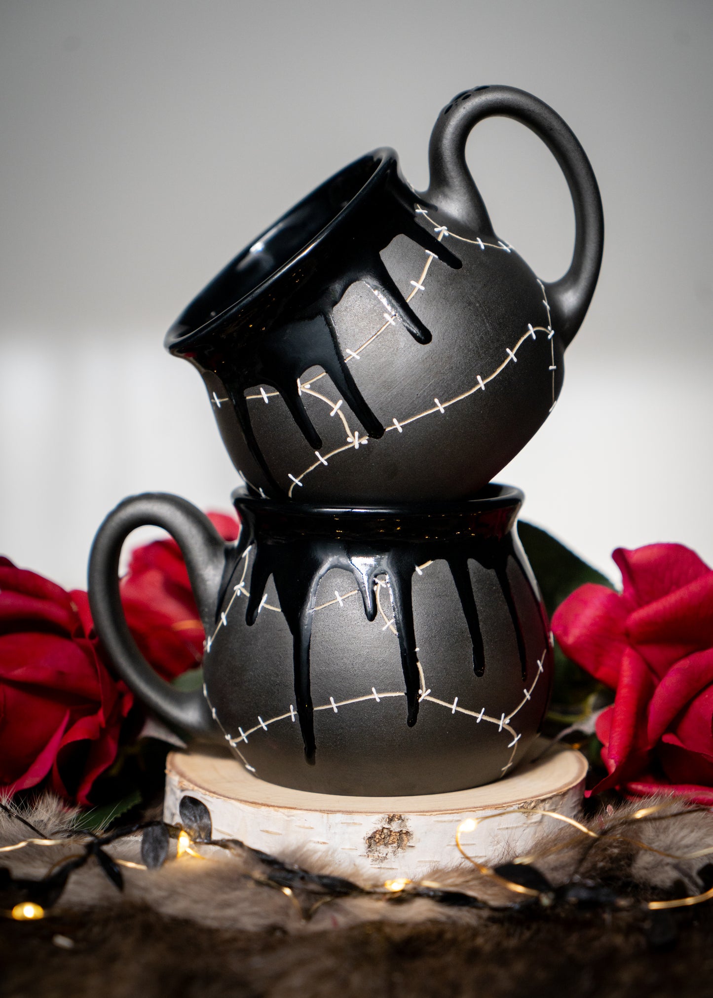 Black Ooze Drip Stitched Shortie Mug