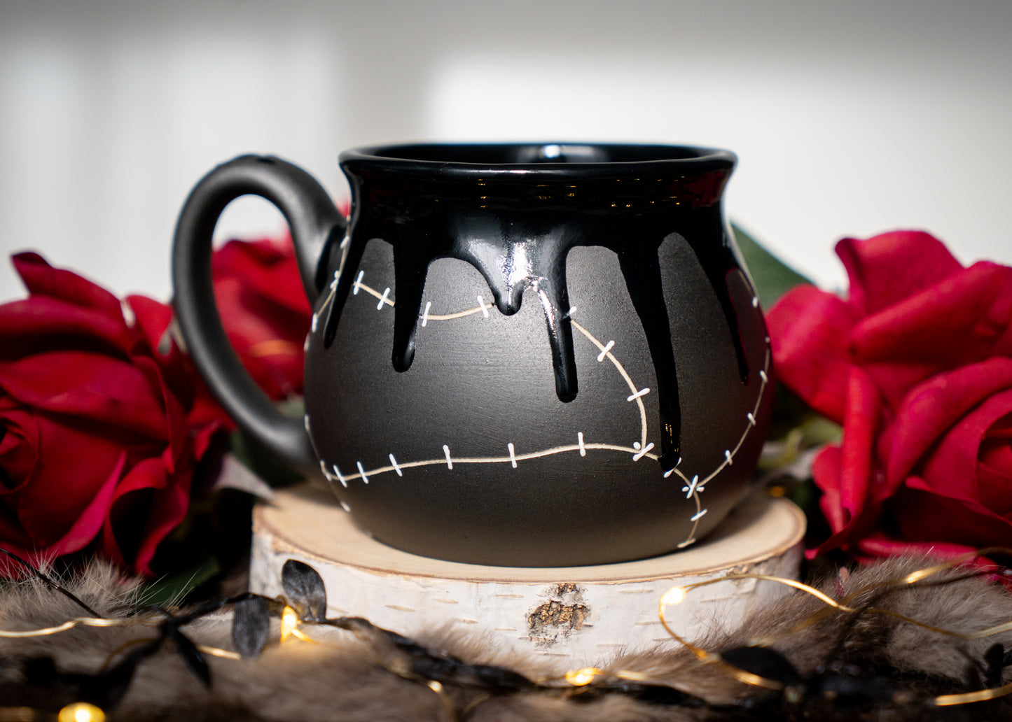 Black Ooze Drip Stitched Shortie Mug