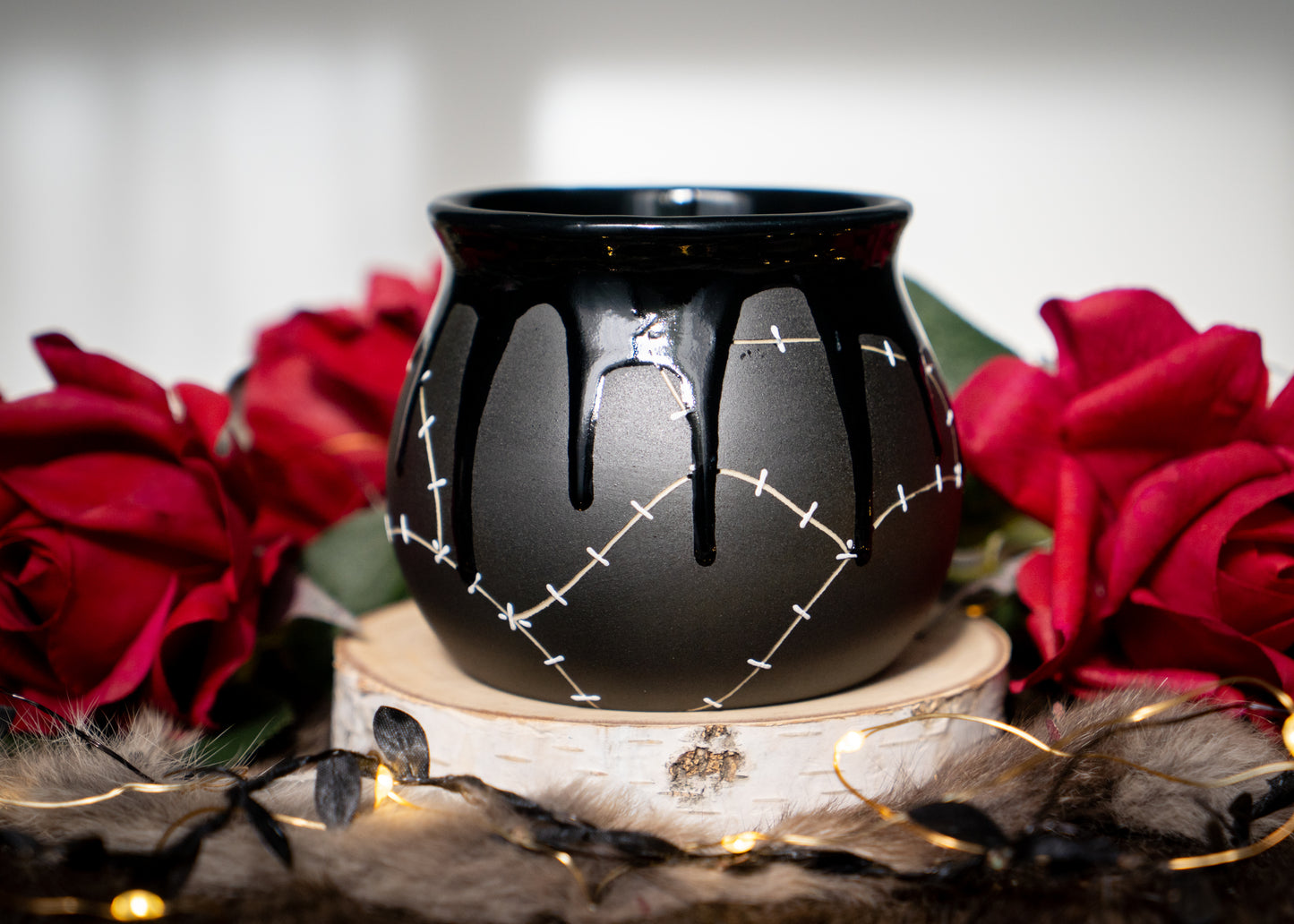 Black Ooze Drip Stitched Shortie Mug