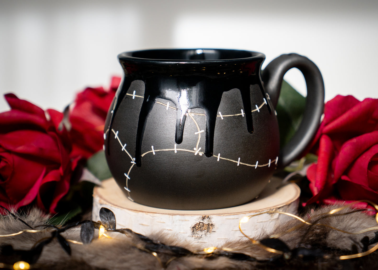Black Ooze Drip Stitched Shortie Mug