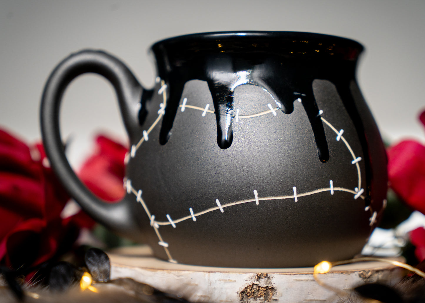 Black Ooze Drip Stitched Shortie Mug