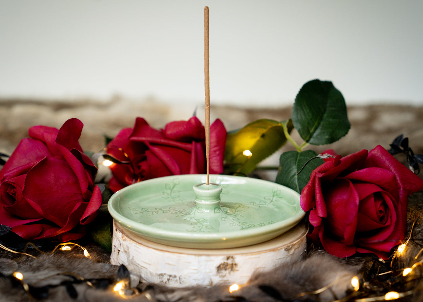 Celadon Spring Ivy Stick Incense Holder