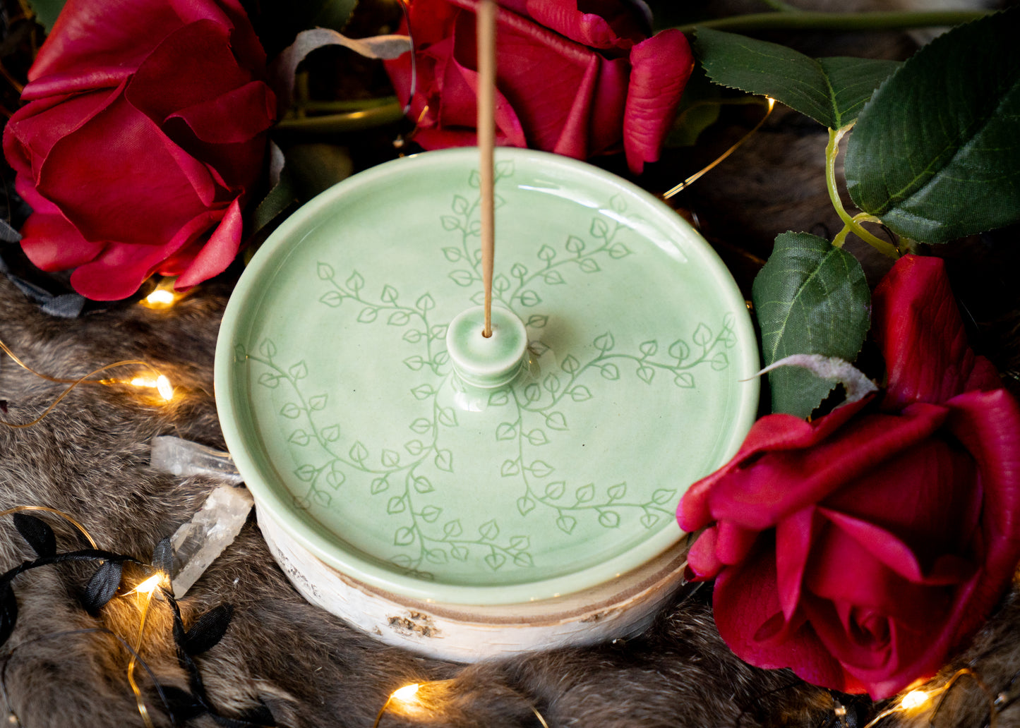 Celadon Spring Ivy Stick Incense Holder