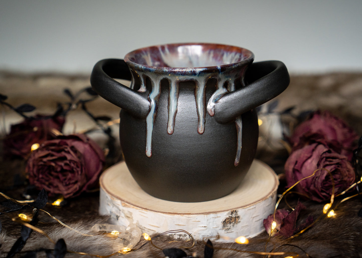 Drippy Purple Small Handled Cauldron