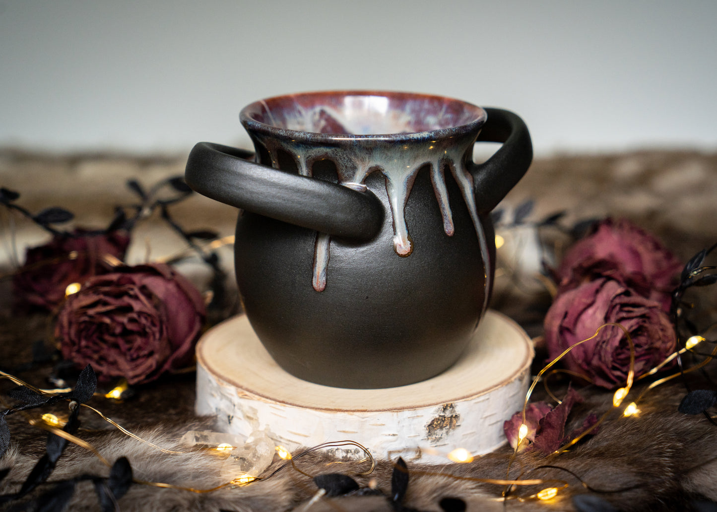 Drippy Purple Small Handled Cauldron