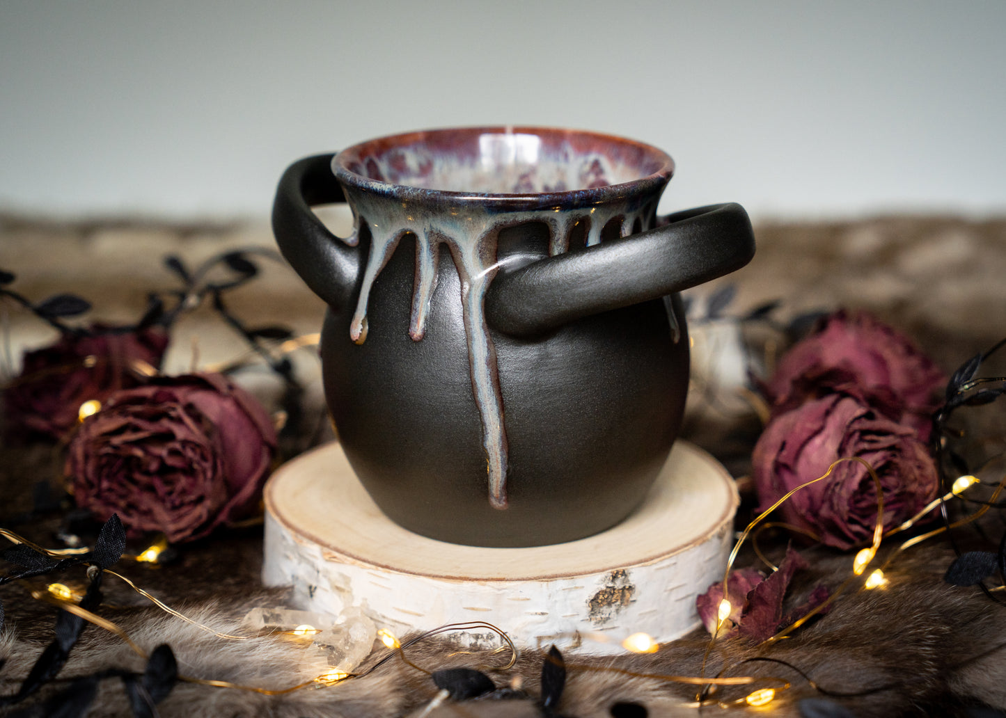 Drippy Purple Small Handled Cauldron