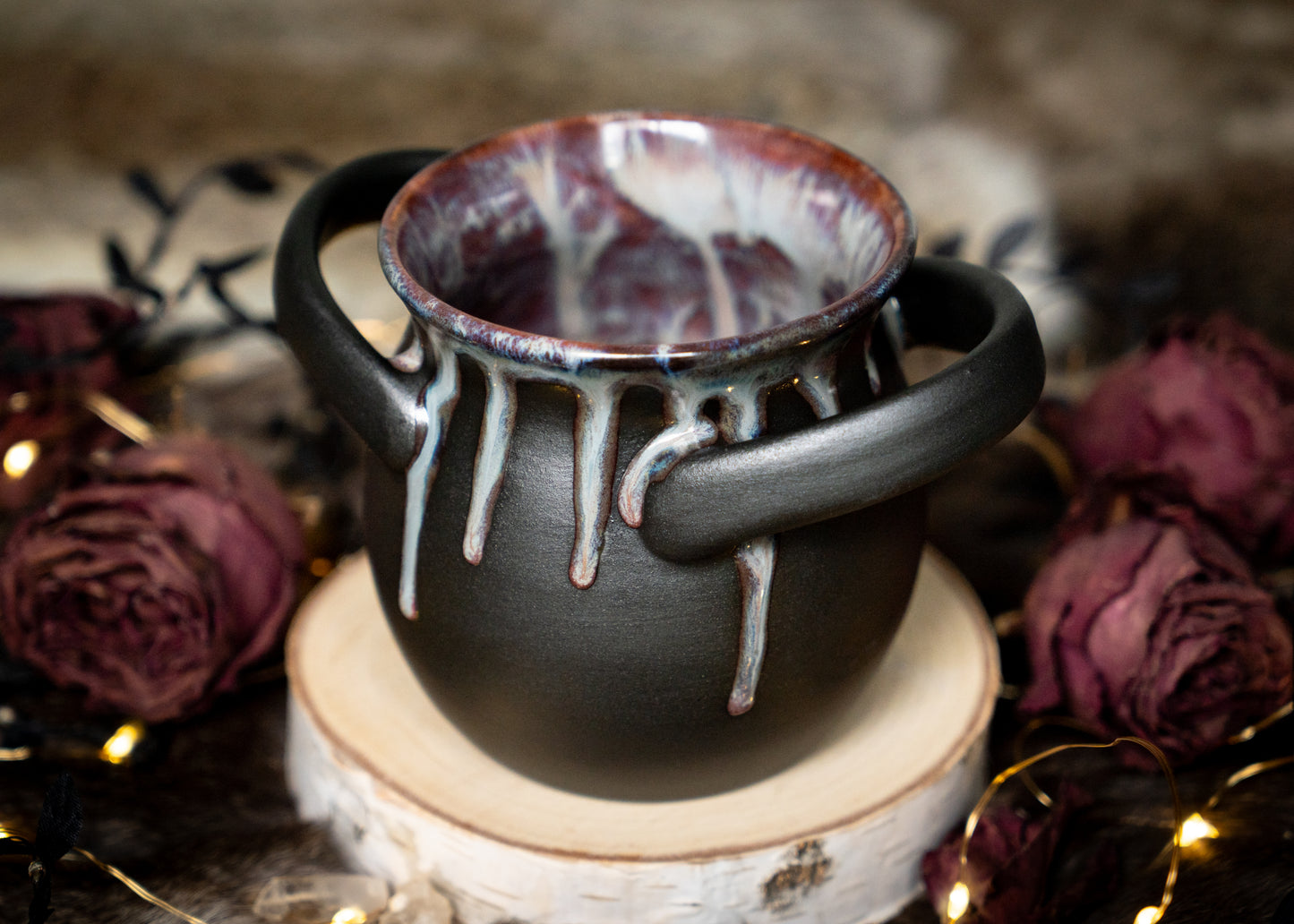 Drippy Purple Small Handled Cauldron