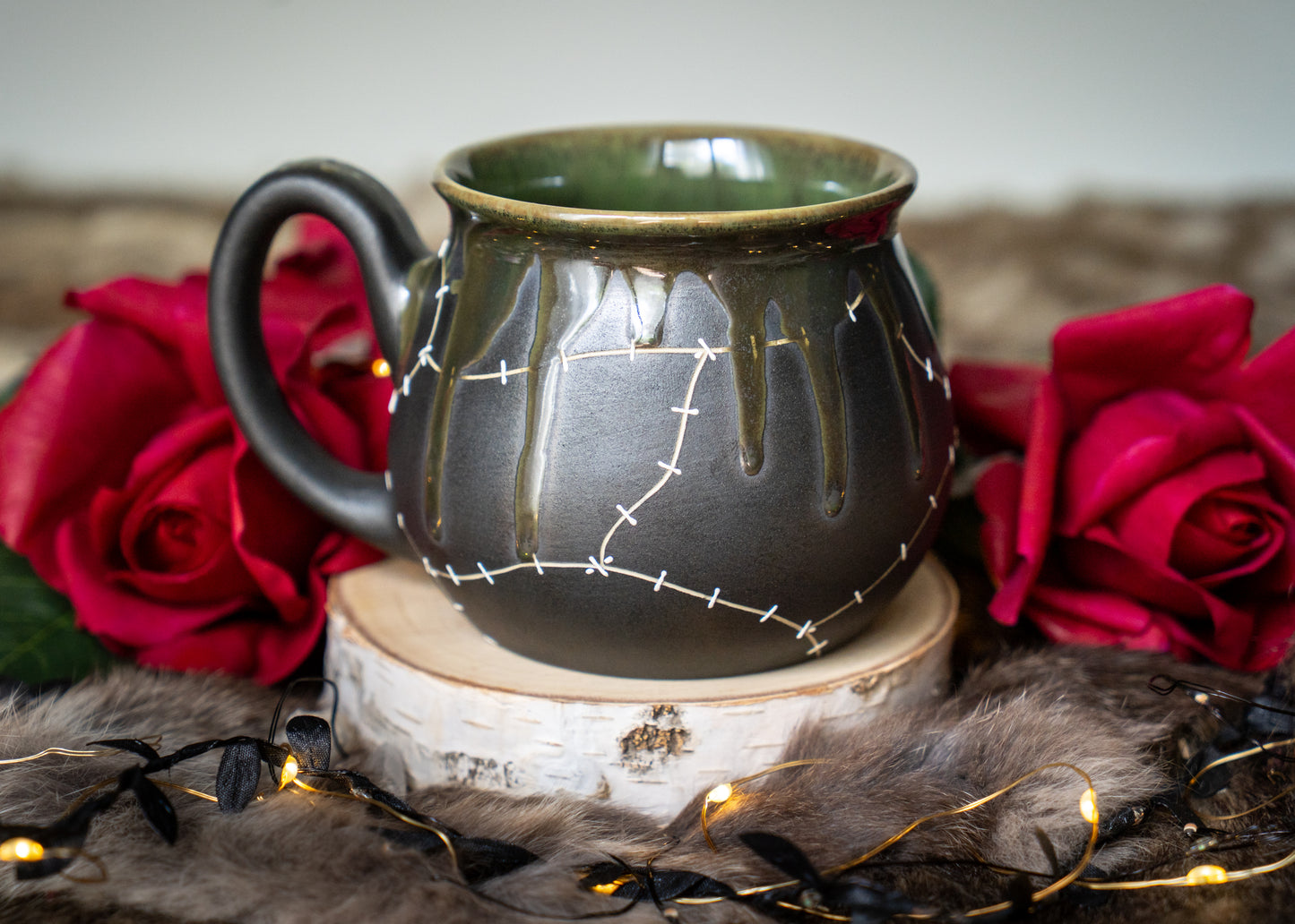 Slimy Green Stitched Shortie Mug