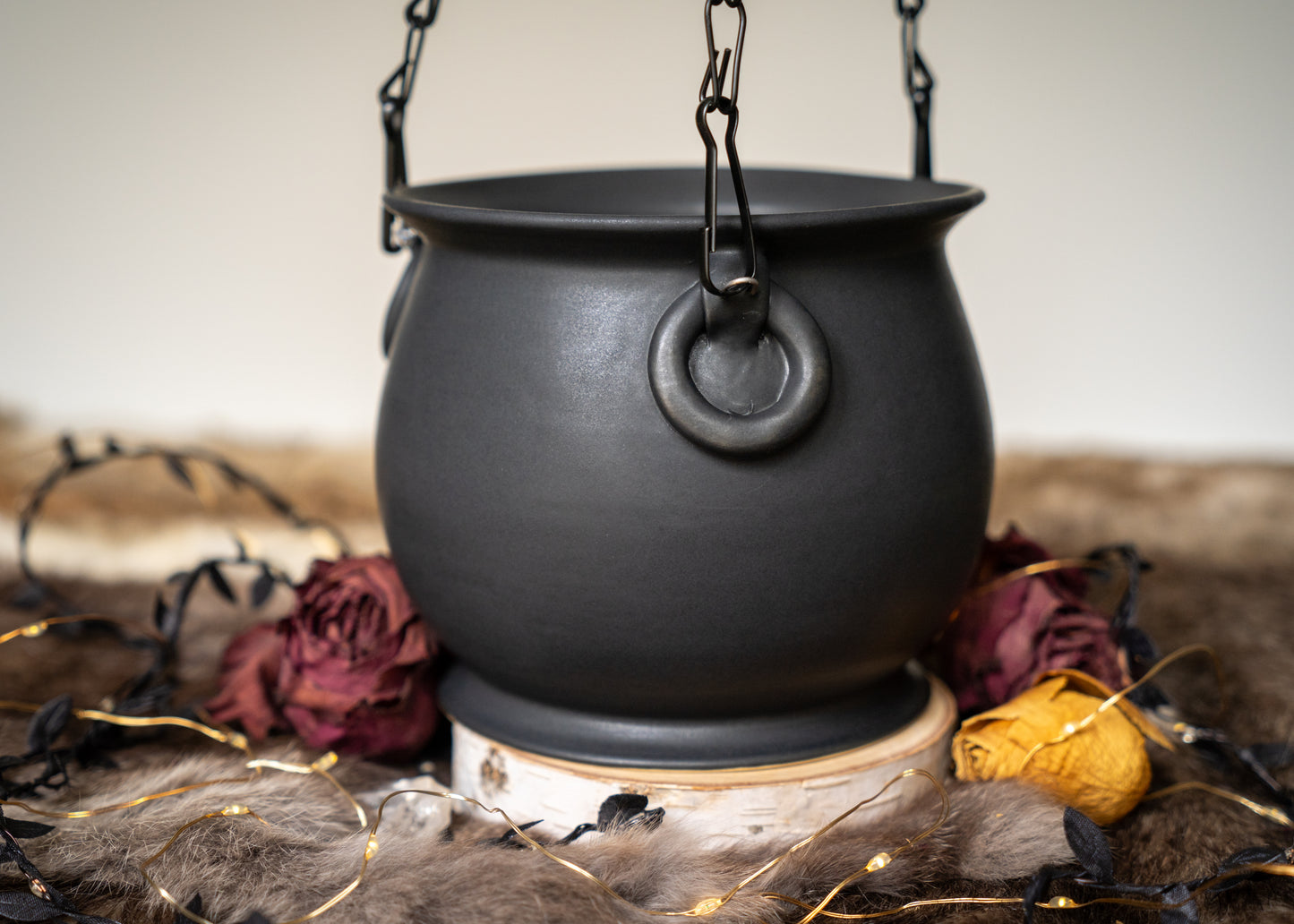 Hanging Black Cauldron Planter