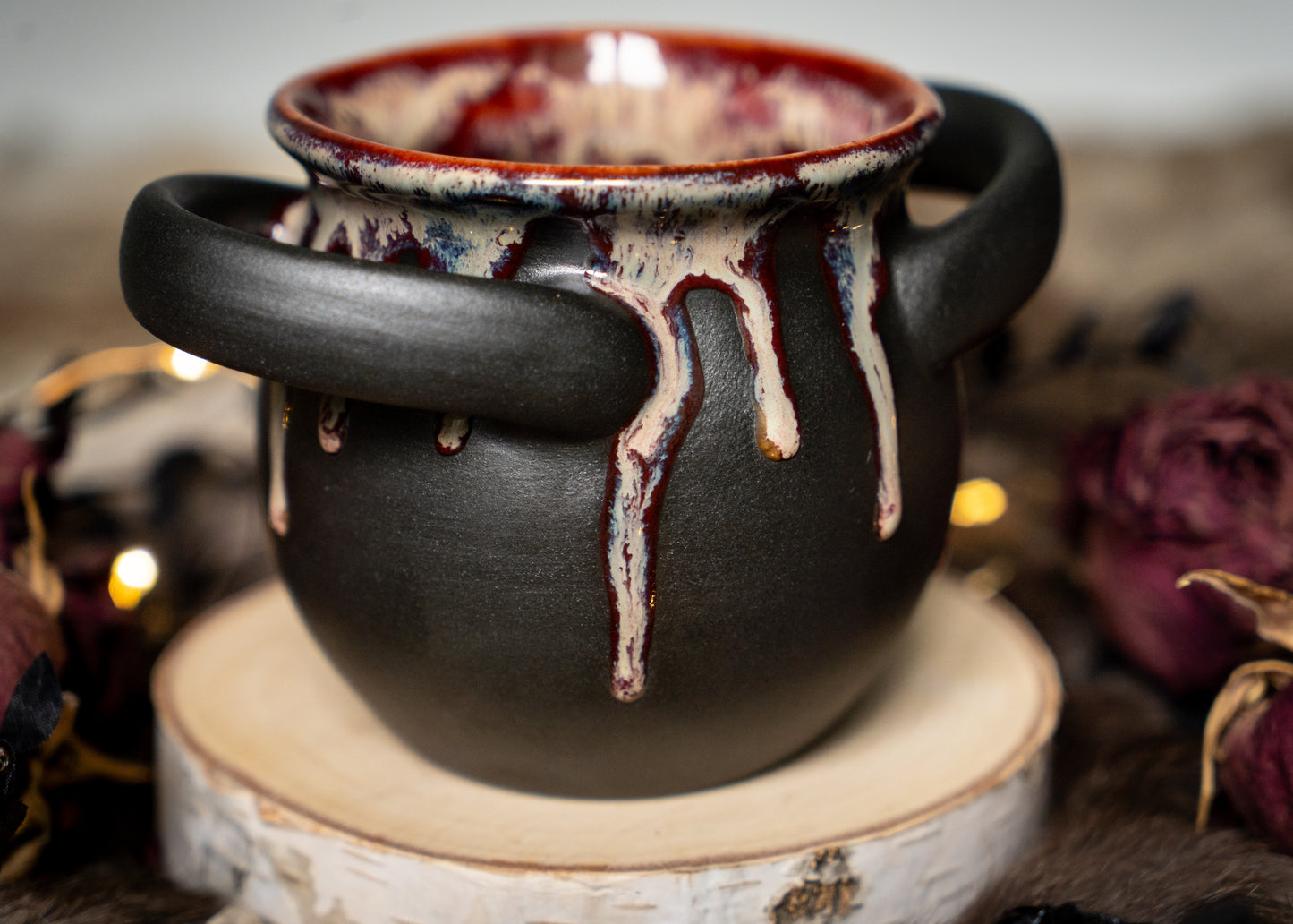 Drippy Red Small Handled Cauldron