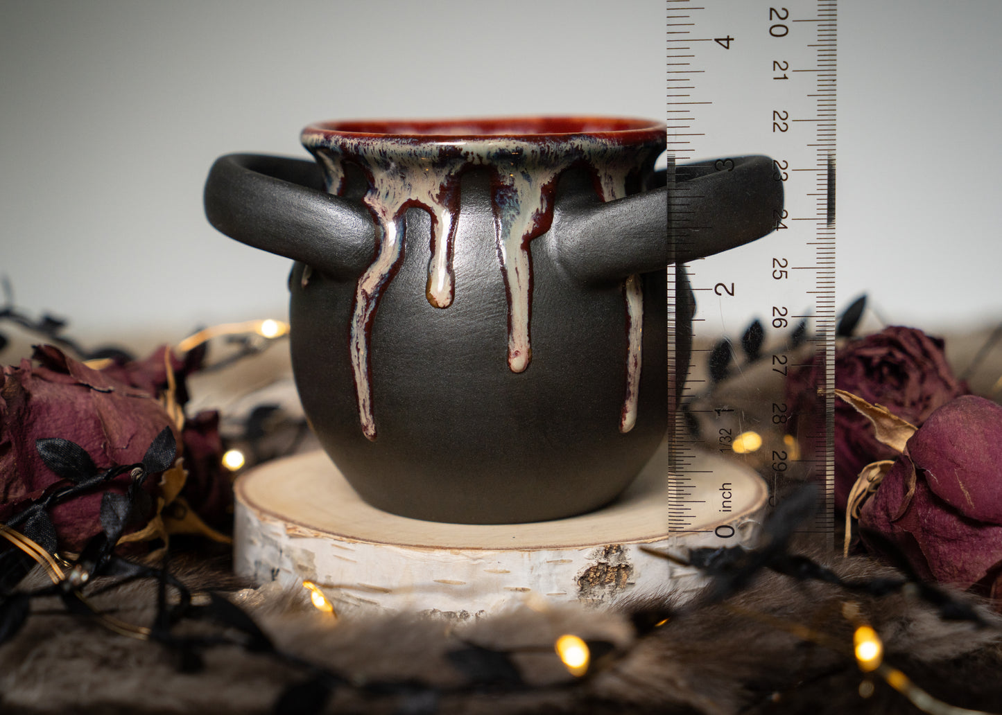 Drippy Red Small Handled Cauldron