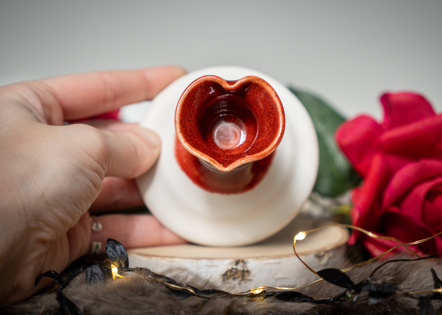 Red Lovely Heart Candle Holder