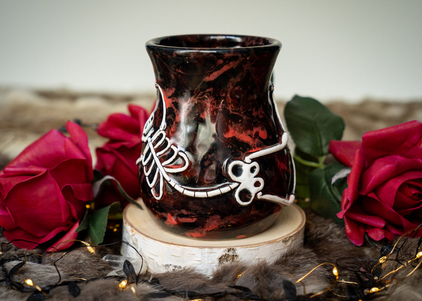 Red Splattered Skeleton Mug