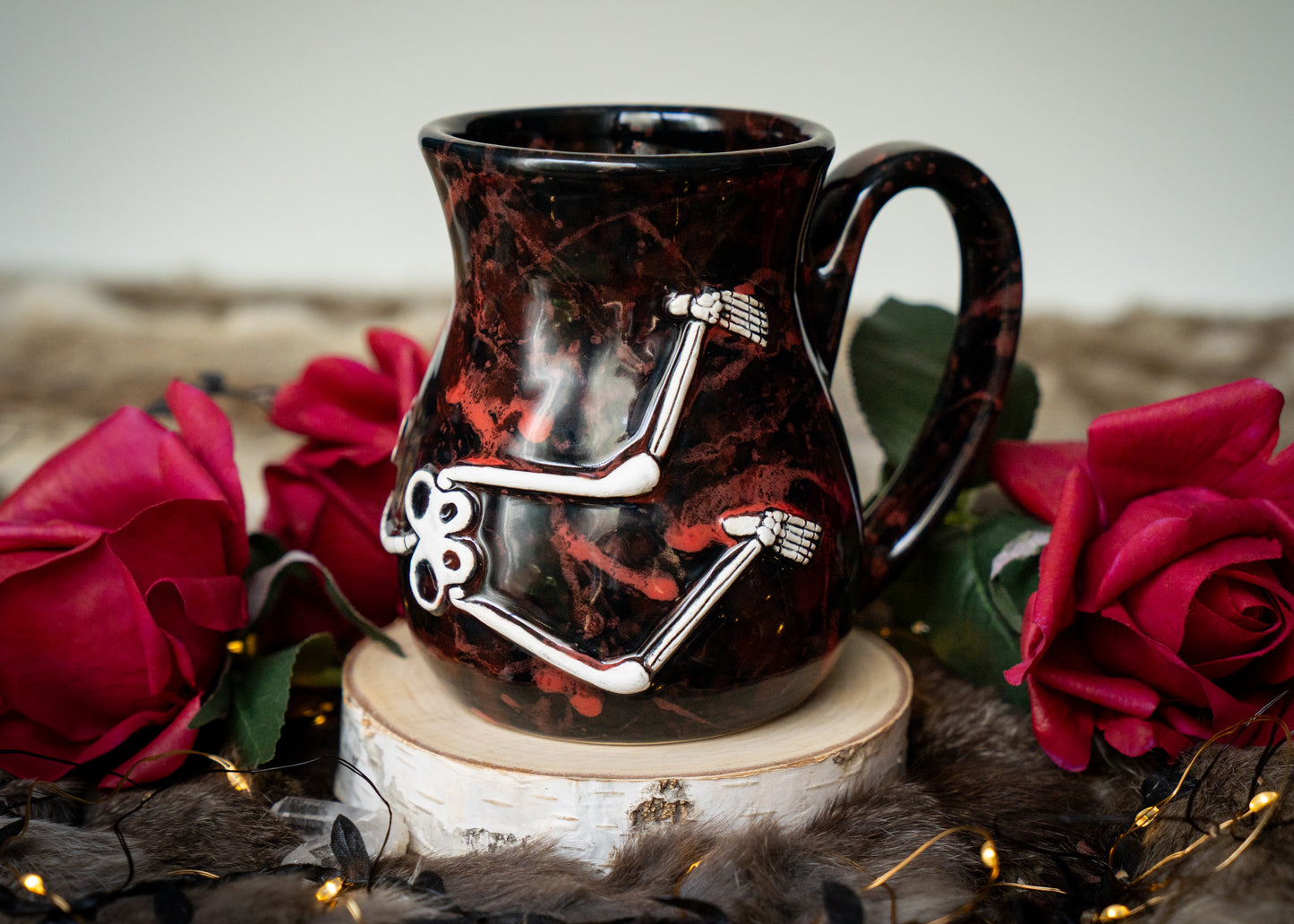 Red Splattered Skeleton Mug
