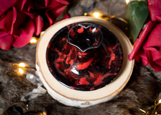 Black with Red Splatters Lovely Heart Candle Holder