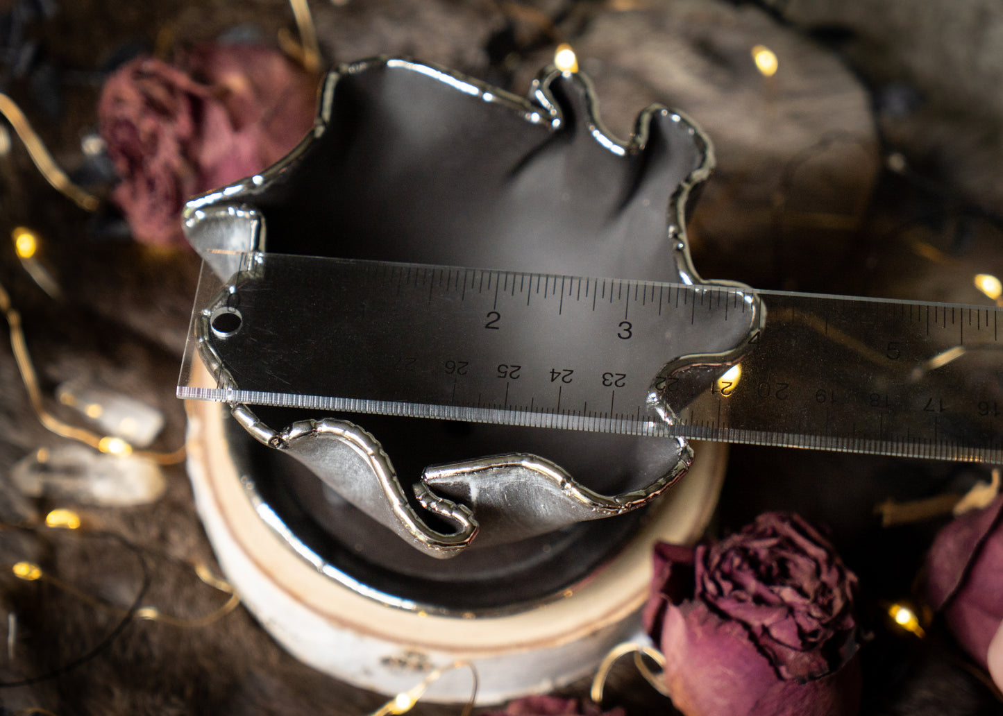 Black Crinkle Planter with Real White Gold Edges and Separate Drip Tray