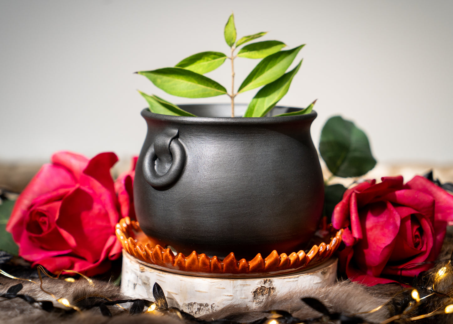 Small Flaming Cauldron Planter