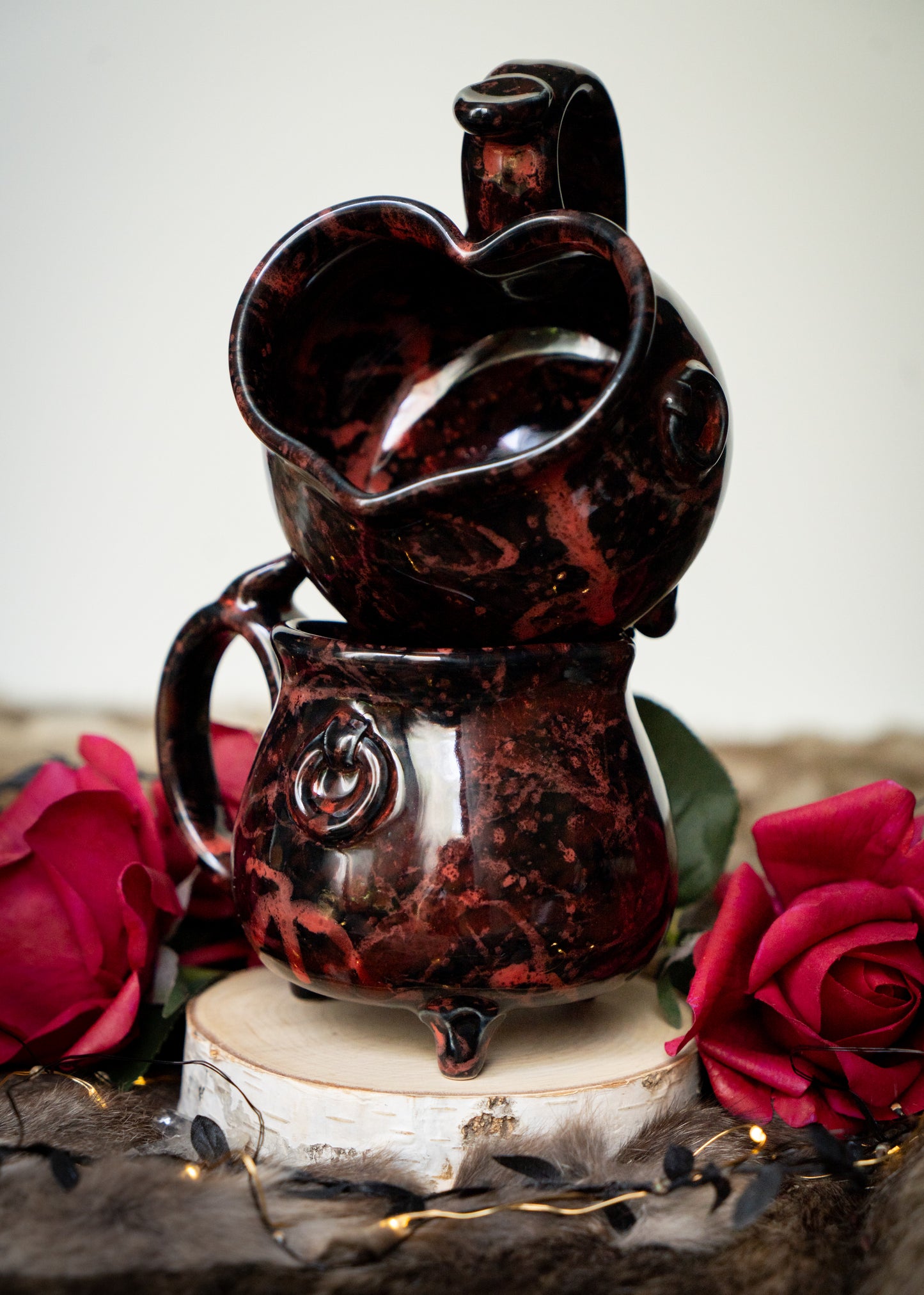 Red Splattered Heart Cauldron Mug