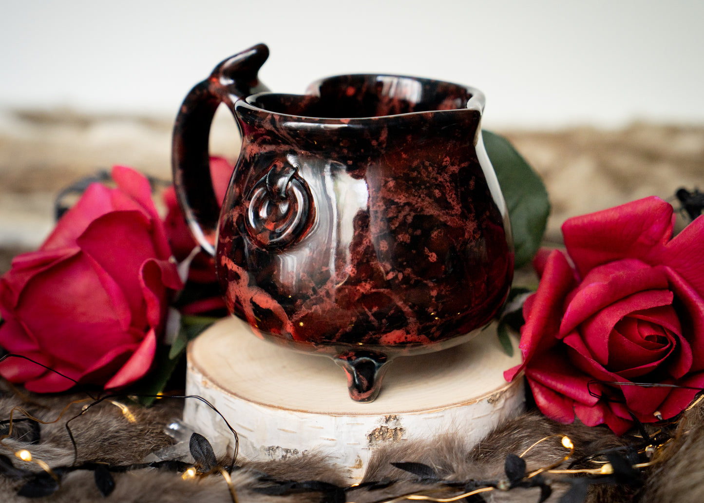 Red Splattered Heart Cauldron Mug