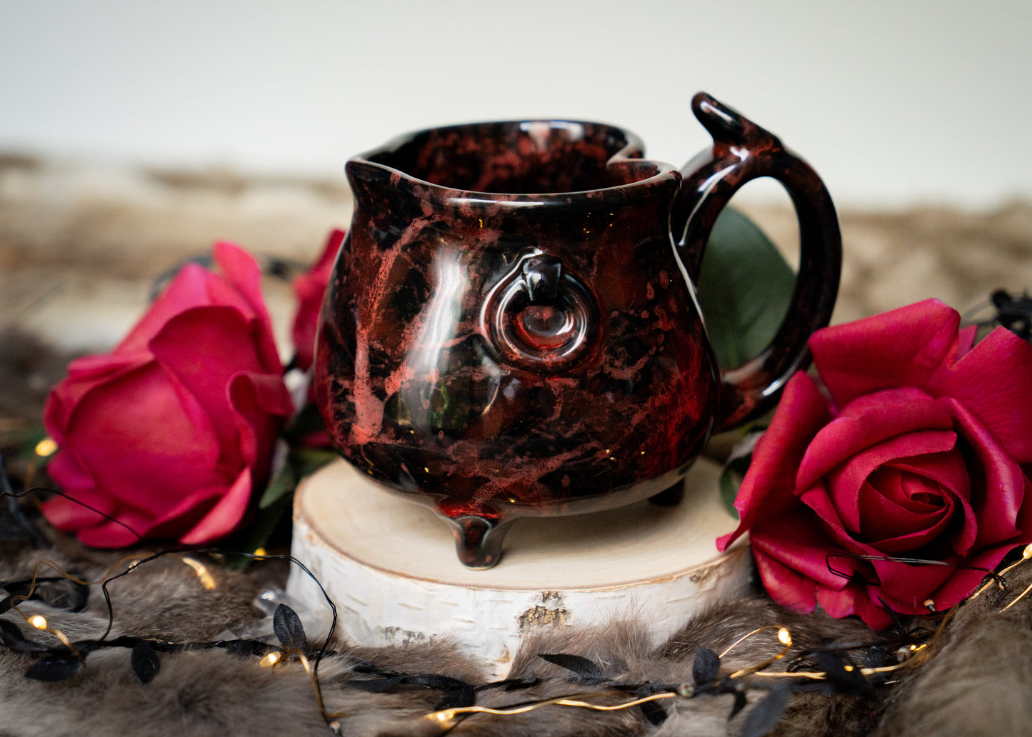 Red Splattered Heart Cauldron Mug