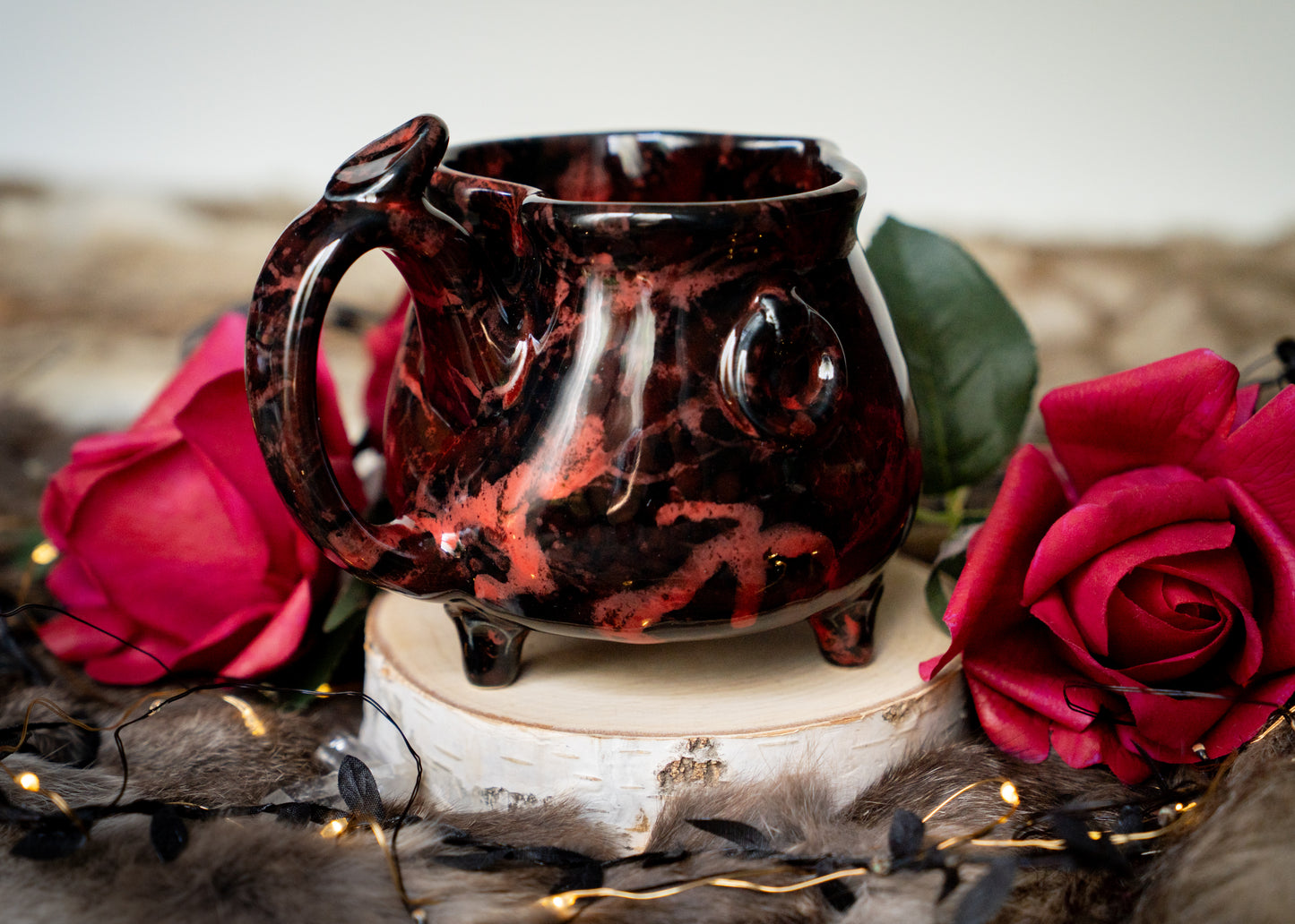 Red Splattered Heart Cauldron Mug