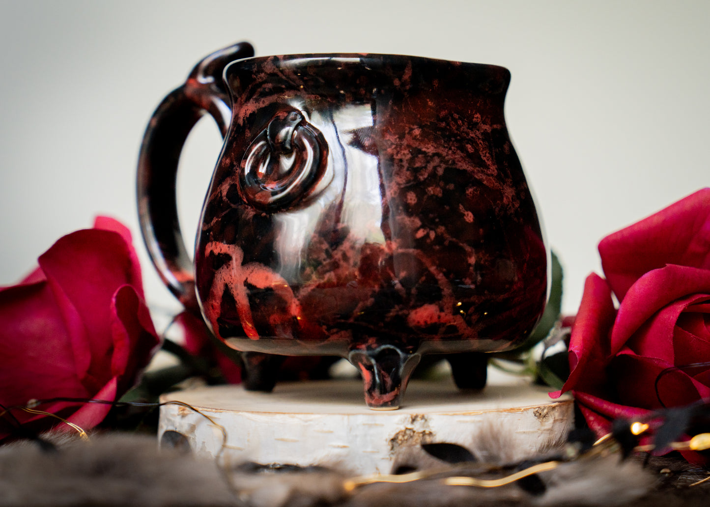 Red Splattered Heart Cauldron Mug