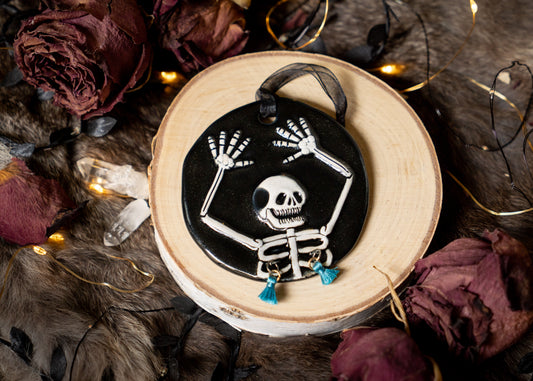 Razzle Dazzle Blue Tassel Skeleton Ornament