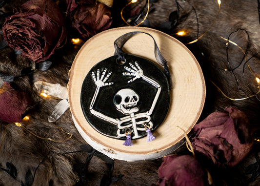 Razzle Dazzle Purple Tassel Skeleton Ornament