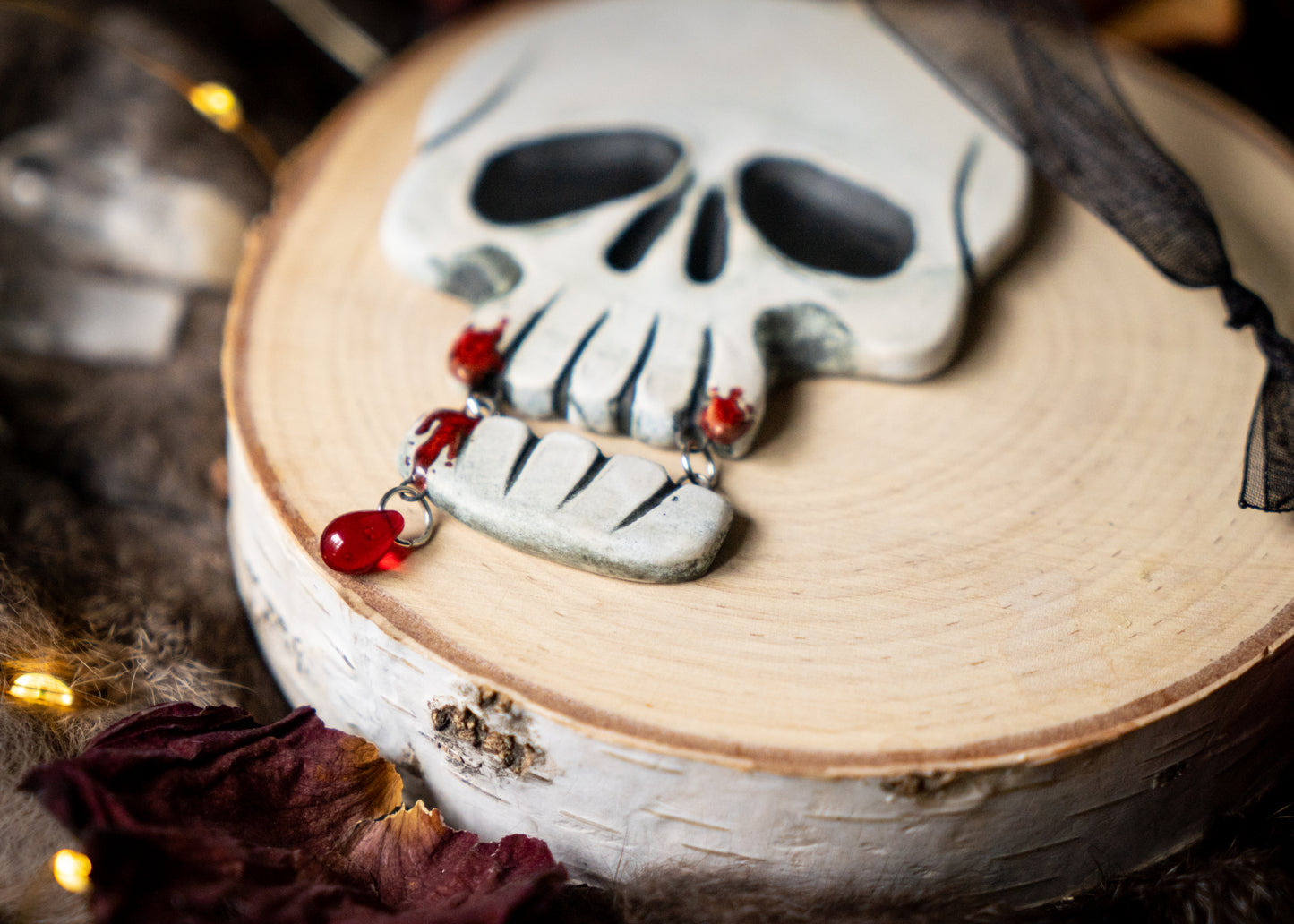 Vampire Skull With Hanging Jaw and Drip Ornament