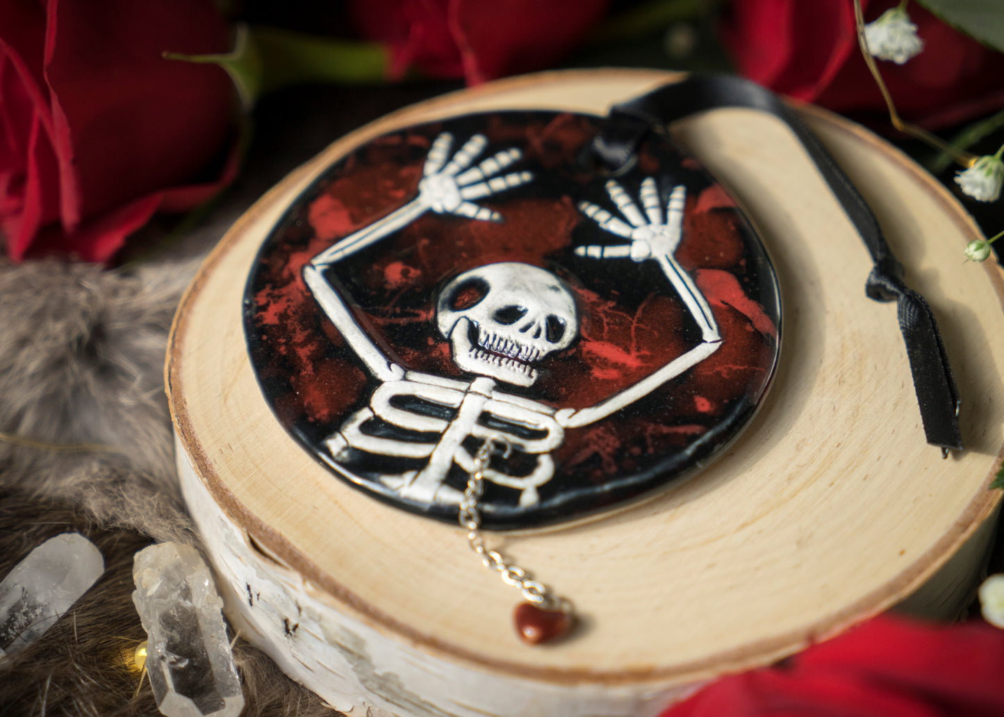 Dangling Heart Skeleton Ornament